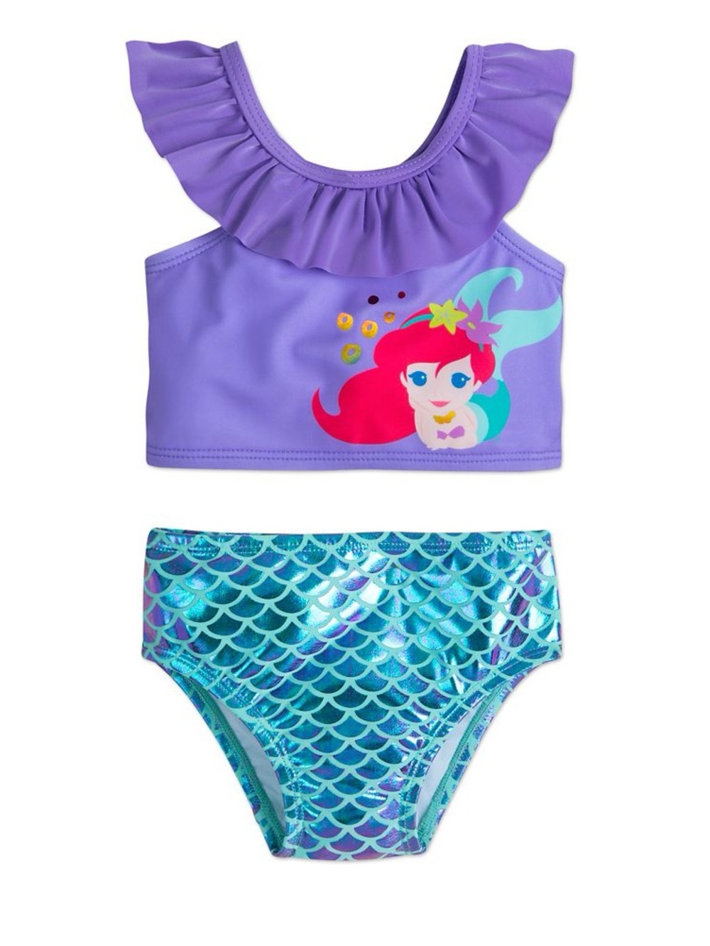 Disney Girls Purple Mermaid Two-Piece Swimsuit Set 6-9M